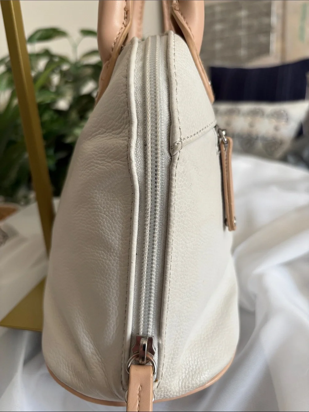 Tignanello White (Cream) Leather Satchel